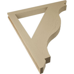 Ekena Millwork - BKTUR035X40X44FST06RCPR - Timberthane Faux Wood Funston Style Bracket, Slat Ends, 3 1/2"W x 40"D x 44"H, Primed Tan