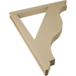 Ekena Millwork - BKTUR035X40X48FST06RCPR - Timberthane Faux Wood Funston Style Bracket, Slat Ends, 3 1/2"W x 40"D x 48"H, Primed Tan