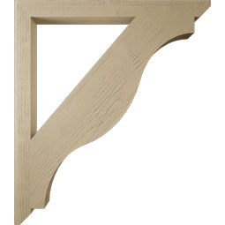 Ekena Millwork - BKTUR035X42X48FST06RCPR - Timberthane Faux Wood Funston Style Bracket, Slat Ends, 3 1/2"W x 42"D x 48"H, Primed Tan