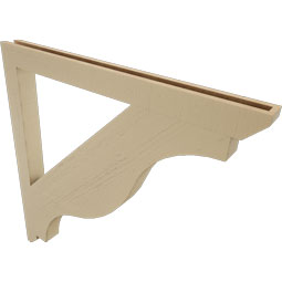 Ekena Millwork - BKTUR035X44X44FST06RCPR - Timberthane Faux Wood Funston Style Bracket, Slat Ends, 3 1/2"W x 44"D x 44"H, Primed Tan