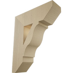 Ekena Millwork - BKTUR055X18X22FST06RCPR - Timberthane Faux Wood Funston Style Bracket, Slat Ends, 5 1/2"W x 18"D x 22"H, Primed Tan