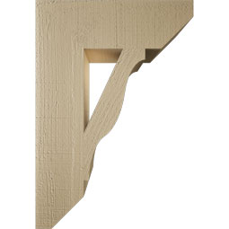 Ekena Millwork - BKTUR055X18X26FST06RCPR - Timberthane Faux Wood Funston Style Bracket, Slat Ends, 5 1/2"W x 18"D x 26"H, Primed Tan