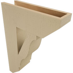 Ekena Millwork - BKTUR055X18X26FST06RCPR - Timberthane Faux Wood Funston Style Bracket, Slat Ends, 5 1/2"W x 18"D x 26"H, Primed Tan