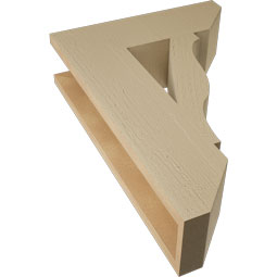 Ekena Millwork - BKTUR055X18X26FST06RCPR - Timberthane Faux Wood Funston Style Bracket, Slat Ends, 5 1/2"W x 18"D x 26"H, Primed Tan