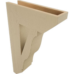 Ekena Millwork - BKTUR055X18X30FST06RCPR - Timberthane Faux Wood Funston Style Bracket, Slat Ends, 5 1/2"W x 18"D x 30"H, Primed Tan