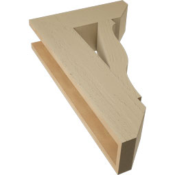 Ekena Millwork - BKTUR055X18X30FST06RCPR - Timberthane Faux Wood Funston Style Bracket, Slat Ends, 5 1/2"W x 18"D x 30"H, Primed Tan