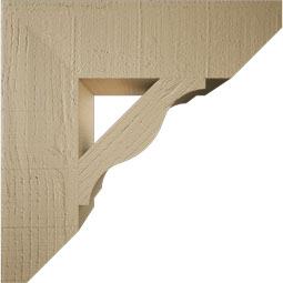 Ekena Millwork - BKTUR055X20X20FST06RCPR - Timberthane Faux Wood Funston Style Bracket, Slat Ends, 5 1/2"W x 20"D x 20"H, Primed Tan