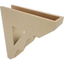 Ekena Millwork - BKTUR055X20X24FST06RCPR - Timberthane Faux Wood Funston Style Bracket, Slat Ends, 5 1/2"W x 20"D x 24"H, Primed Tan