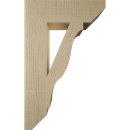 Ekena Millwork - BKTUR055X20X32FST06RCPR - Timberthane Faux Wood Funston Style Bracket, Slat Ends, 5 1/2"W x 20"D x 32"H, Primed Tan