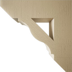 Ekena Millwork - BKTUR055X22X22FST06RCPR - Timberthane Faux Wood Funston Style Bracket, Slat Ends, 5 1/2"W x 22"D x 22"H, Primed Tan