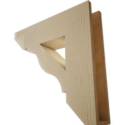 Ekena Millwork - BKTUR055X22X22FST06RCPR - Timberthane Faux Wood Funston Style Bracket, Slat Ends, 5 1/2"W x 22"D x 22"H, Primed Tan