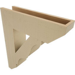 Ekena Millwork - BKTUR055X22X26FST06RCPR - Timberthane Faux Wood Funston Style Bracket, Slat Ends, 5 1/2"W x 22"D x 26"H, Primed Tan