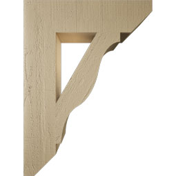 Ekena Millwork - BKTUR055X22X30FST06RCPR - Timberthane Faux Wood Funston Style Bracket, Slat Ends, 5 1/2"W x 22"D x 30"H, Primed Tan