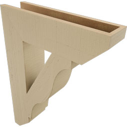 Ekena Millwork - BKTUR055X22X30FST06RCPR - Timberthane Faux Wood Funston Style Bracket, Slat Ends, 5 1/2"W x 22"D x 30"H, Primed Tan