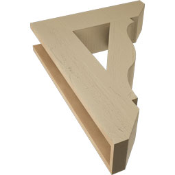 Ekena Millwork - BKTUR055X22X30FST06RCPR - Timberthane Faux Wood Funston Style Bracket, Slat Ends, 5 1/2"W x 22"D x 30"H, Primed Tan