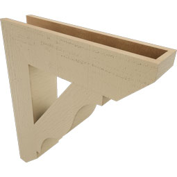 Ekena Millwork - BKTUR055X24X28FST06RCPR - Timberthane Faux Wood Funston Style Bracket, Slat Ends, 5 1/2"W x 24"D x 28"H, Primed Tan