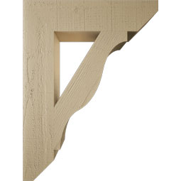 Ekena Millwork - BKTUR055X24X32FST06RCPR - Timberthane Faux Wood Funston Style Bracket, Slat Ends, 5 1/2"W x 24"D x 32"H, Primed Tan