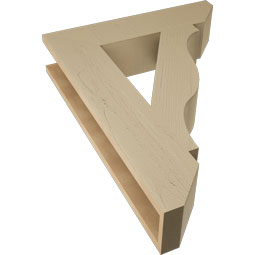 Ekena Millwork - BKTUR055X24X32FST06RCPR - Timberthane Faux Wood Funston Style Bracket, Slat Ends, 5 1/2"W x 24"D x 32"H, Primed Tan