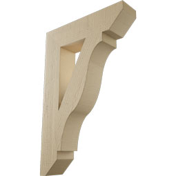 Ekena Millwork - BKTUR055X24X36FST06RCPR - Timberthane Faux Wood Funston Style Bracket, Slat Ends, 5 1/2"W x 24"D x 36"H, Primed Tan