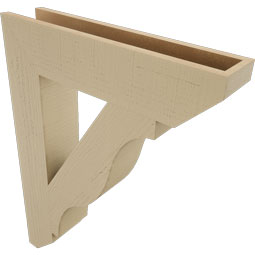 Ekena Millwork - BKTUR055X26X34FST06RCPR - Timberthane Faux Wood Funston Style Bracket, Slat Ends, 5 1/2"W x 26"D x 34"H, Primed Tan