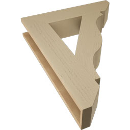 Ekena Millwork - BKTUR055X26X34FST06RCPR - Timberthane Faux Wood Funston Style Bracket, Slat Ends, 5 1/2"W x 26"D x 34"H, Primed Tan