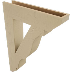 Ekena Millwork - BKTUR055X26X38FST06RCPR - Timberthane Faux Wood Funston Style Bracket, Slat Ends, 5 1/2"W x 26"D x 38"H, Primed Tan