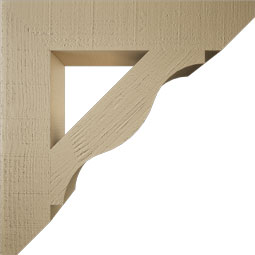 Ekena Millwork - BKTUR055X28X28FST06RCPR - Timberthane Faux Wood Funston Style Bracket, Slat Ends, 5 1/2"W x 28"D x 28"H, Primed Tan