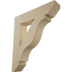 Ekena Millwork - BKTUR055X28X32FST06RCPR - Timberthane Faux Wood Funston Style Bracket, Slat Ends, 5 1/2"W x 28"D x 32"H, Primed Tan