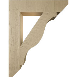 Ekena Millwork - BKTUR055X28X36FST06RCPR - Timberthane Faux Wood Funston Style Bracket, Slat Ends, 5 1/2"W x 28"D x 36"H, Primed Tan