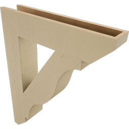 Ekena Millwork - BKTUR055X28X36FST06RCPR - Timberthane Faux Wood Funston Style Bracket, Slat Ends, 5 1/2"W x 28"D x 36"H, Primed Tan