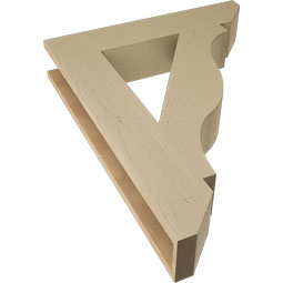 Ekena Millwork - BKTUR055X28X36FST06RCPR - Timberthane Faux Wood Funston Style Bracket, Slat Ends, 5 1/2"W x 28"D x 36"H, Primed Tan