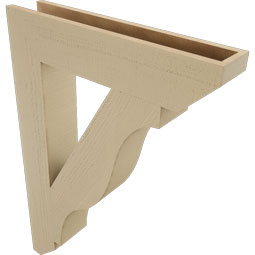 Ekena Millwork - BKTUR055X28X40FST06RCPR - Timberthane Faux Wood Funston Style Bracket, Slat Ends, 5 1/2"W x 28"D x 40"H, Primed Tan