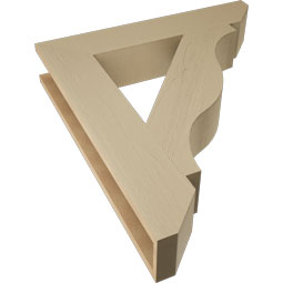 Ekena Millwork - BKTUR055X30X34FST06RCPR - Timberthane Faux Wood Funston Style Bracket, Slat Ends, 5 1/2"W x 30"D x 34"H, Primed Tan