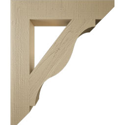 Ekena Millwork - BKTUR055X30X36FST06RCPR - Timberthane Faux Wood Funston Style Bracket, Slat Ends, 5 1/2"W x 30"D x 36"H, Primed Tan