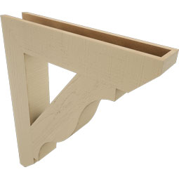Ekena Millwork - BKTUR055X30X36FST06RCPR - Timberthane Faux Wood Funston Style Bracket, Slat Ends, 5 1/2"W x 30"D x 36"H, Primed Tan