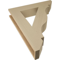 Ekena Millwork - BKTUR055X30X36FST06RCPR - Timberthane Faux Wood Funston Style Bracket, Slat Ends, 5 1/2"W x 30"D x 36"H, Primed Tan
