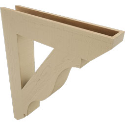 Ekena Millwork - BKTUR055X30X38FST06RCPR - Timberthane Faux Wood Funston Style Bracket, Slat Ends, 5 1/2"W x 30"D x 38"H, Primed Tan