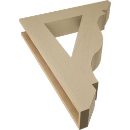 Ekena Millwork - BKTUR055X30X38FST06RCPR - Timberthane Faux Wood Funston Style Bracket, Slat Ends, 5 1/2"W x 30"D x 38"H, Primed Tan