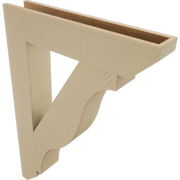 Ekena Millwork - BKTUR055X30X42FST06RCPR - Timberthane Faux Wood Funston Style Bracket, Slat Ends, 5 1/2"W x 30"D x 42"H, Primed Tan