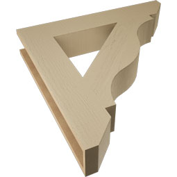 Ekena Millwork - BKTUR055X32X32FST06RCPR - Timberthane Faux Wood Funston Style Bracket, Slat Ends, 5 1/2"W x 32"D x 32"H, Primed Tan
