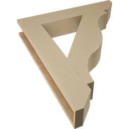 Ekena Millwork - BKTUR055X32X38FST06RCPR - Timberthane Faux Wood Funston Style Bracket, Slat Ends, 5 1/2"W x 32"D x 38"H, Primed Tan