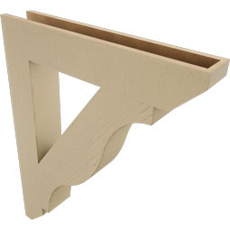 Ekena Millwork - BKTUR055X32X40FST06RCPR - Timberthane Faux Wood Funston Style Bracket, Slat Ends, 5 1/2"W x 32"D x 40"H, Primed Tan
