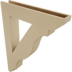 Ekena Millwork - BKTUR055X32X44FST06RCPR - Timberthane Faux Wood Funston Style Bracket, Slat Ends, 5 1/2"W x 32"D x 44"H, Primed Tan