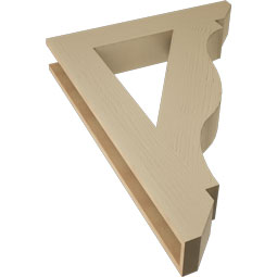 Ekena Millwork - BKTUR055X32X44FST06RCPR - Timberthane Faux Wood Funston Style Bracket, Slat Ends, 5 1/2"W x 32"D x 44"H, Primed Tan