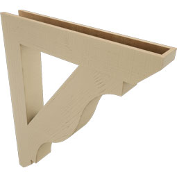 Ekena Millwork - BKTUR055X36X44FST06RCPR - Timberthane Faux Wood Funston Style Bracket, Slat Ends, 5 1/2"W x 36"D x 44"H, Primed Tan