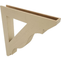 Ekena Millwork - BKTUR055X38X44FST06RCPR - Timberthane Faux Wood Funston Style Bracket, Slat Ends, 5 1/2"W x 38"D x 44"H, Primed Tan