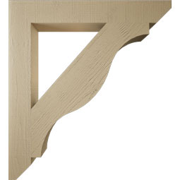 Ekena Millwork - BKTUR055X40X44FST06RCPR - Timberthane Faux Wood Funston Style Bracket, Slat Ends, 5 1/2"W x 40"D x 44"H, Primed Tan