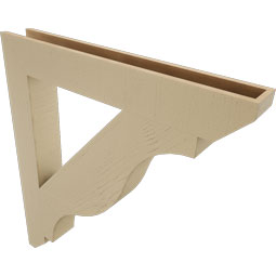 Ekena Millwork - BKTUR055X40X44FST06RCPR - Timberthane Faux Wood Funston Style Bracket, Slat Ends, 5 1/2"W x 40"D x 44"H, Primed Tan