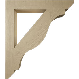 Ekena Millwork - BKTUR055X42X48FST06RCPR - Timberthane Faux Wood Funston Style Bracket, Slat Ends, 5 1/2"W x 42"D x 48"H, Primed Tan