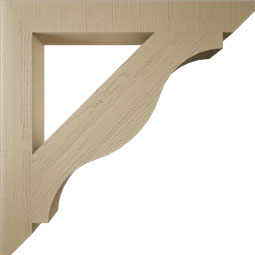 Ekena Millwork - BKTUR055X44X44FST06RCPR - Timberthane Faux Wood Funston Style Bracket, Slat Ends, 5 1/2"W x 44"D x 44"H, Primed Tan
